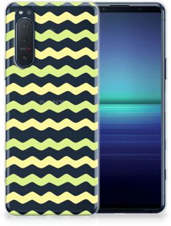 B2Ctelecom Siliconen Back Cover Sony Xperia 5II GSM Hoesje Waves Yellow