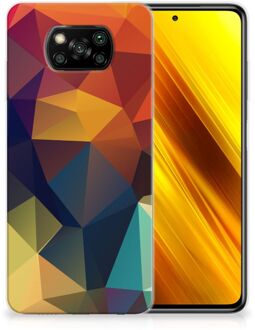 B2Ctelecom Siliconen Back Cover Xiaomi Poco X3 Doorzichtig Hoesje Polygon Color