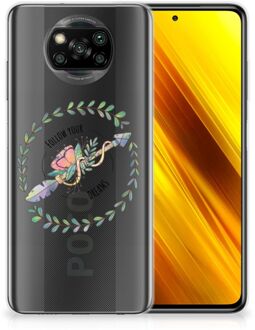 B2Ctelecom Siliconen Back Cover Xiaomi Poco X3 Hoesje Doorzichtig Boho Dreams