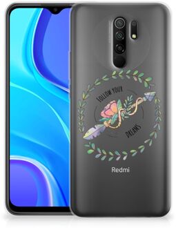 B2Ctelecom Siliconen Back Cover Xiaomi Redmi 9 Hoesje Doorzichtig Boho Dreams