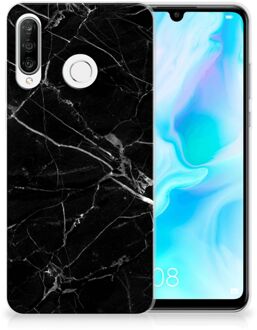 B2Ctelecom Siliconen Backcover Huawei P30 Lite TPU Hoesje Marmer Zwart