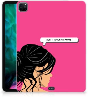 B2Ctelecom Siliconen Hoes iPad Pro 12.9 (2020) | iPad Pro 12.9 (2021) Cover Woman Don't Touch My Phone met doorzichte zijkanten