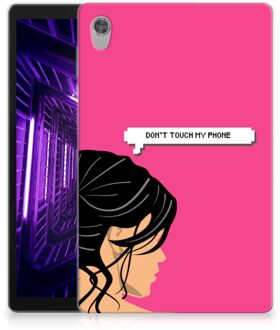 B2Ctelecom Siliconen Hoes Lenovo Tab M10 HD (2de generatie) Cover Woman Don't Touch My Phone met doorzichte zijkanten