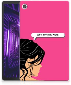 B2Ctelecom Siliconen Hoes Lenovo Tab M10 Plus Cover Woman Don't Touch My Phone met doorzichte zijkanten