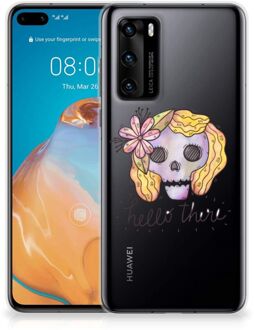 B2Ctelecom Siliconen Hoesje Huawei P40 GSM Hoesje Boho Skull