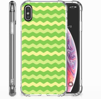 B2Ctelecom Siliconen Hoesje iPhone X/10 | Xs Design Waves Green