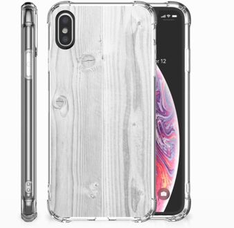 B2Ctelecom Siliconen Hoesje iPhone X/10 | Xs Design White Wood