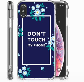 B2Ctelecom Siliconen Hoesje iPhone X/10 | Xs Flowers Blue DTMP