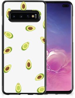 B2Ctelecom Siliconen Hoesje met Foto Samsung Galaxy S10+ Telefoon Hoesje met Zwarte rand Avocado