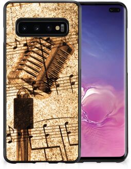 B2Ctelecom Siliconen Hoesje met Naam Samsung Galaxy S10+ Telefoon Hoesje met Zwarte rand Bladmuziek