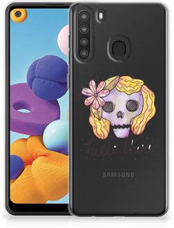 B2Ctelecom Siliconen Hoesje Samsung Galaxy A21 GSM Hoesje Boho Skull