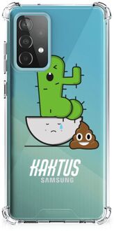 B2Ctelecom Siliconen Hoesje Samsung Galaxy A52 4G/5G Telefoon Hoesje met doorzichtige rand Cactus Poo