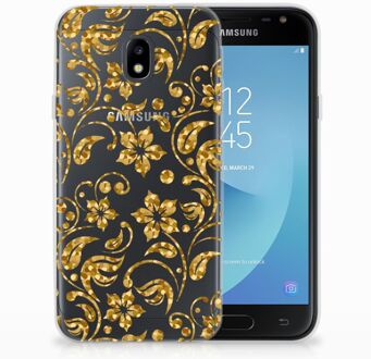 B2Ctelecom Siliconen Hoesje Samsung Galaxy J3 2017 Design Gouden Bloemen