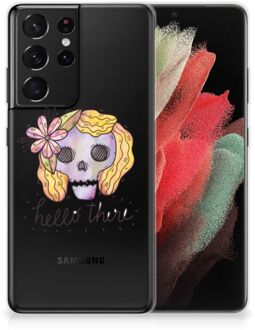 B2Ctelecom Siliconen Hoesje Samsung Galaxy S21 Ultra GSM Hoesje Boho Skull