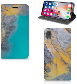 B2Ctelecom Smart Cover iPhone Xr Design Marble Blue Gold