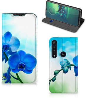 B2Ctelecom Smart Cover Motorola G8 Plus Orchidee Blauw - Cadeau voor je Moeder