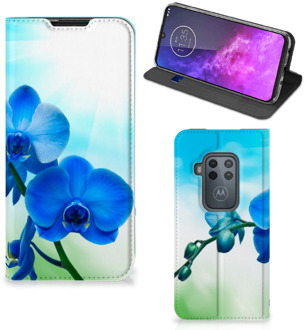 B2Ctelecom Smart Cover Motorola One Zoom Orchidee Blauw