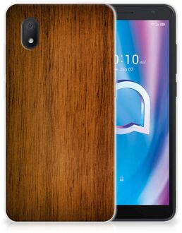 B2Ctelecom Smartphone hoesje Alcatel 1B (2020) Leuk Case Super als Vaderdag Cadeaus Donker Hout