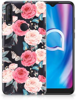 B2Ctelecom Smartphone hoesje Alcatel 1S (2020) Telefoontas Butterfly Roses