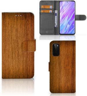 B2Ctelecom Smartphone Hoesje Alcatel Samsung Galaxy S20 Book Style Case Donker Hout