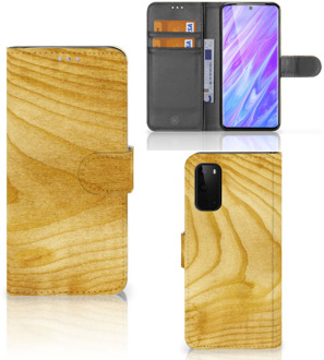 B2Ctelecom Smartphone Hoesje Alcatel Samsung Galaxy S20 Book Style Case Licht Hout