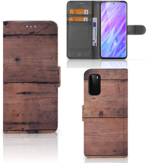 B2Ctelecom Smartphone Hoesje Alcatel Samsung Galaxy S20 Book Style Case Old Wood