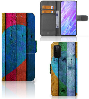 B2Ctelecom Smartphone Hoesje Alcatel Samsung Galaxy S20 Book Style Case Wood Heart