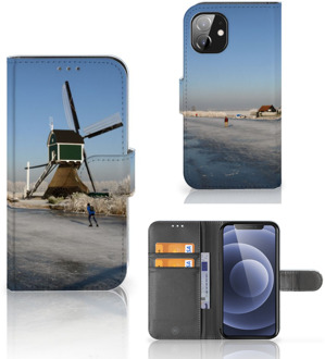 B2Ctelecom Smartphone Hoesje Apple iPhone 12 Mini Boekhoesje Tekst Schaatsers