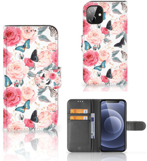 B2Ctelecom Smartphone Hoesje Apple iPhone 12 Mini Flipcase Cadeautjes voor Moederdag Butterfly Roses