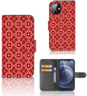 B2Ctelecom Smartphone Hoesje Apple iPhone 12 Mini Wallet Book Case Batik Red