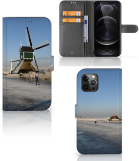 B2Ctelecom Smartphone Hoesje Apple iPhone 12 Pro Max Boekhoesje Tekst Schaatsers