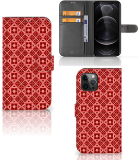 B2Ctelecom Smartphone Hoesje Apple iPhone 12 Pro Max Wallet Book Case Batik Red