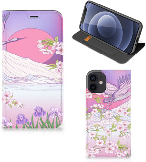 B2Ctelecom Smartphone Hoesje Cadeautjes voor Vrouwen iPhone 12 Mini Book Style Case Bird Flying