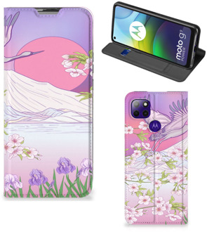 B2Ctelecom Smartphone Hoesje Cadeautjes voor Vrouwen Motorola Moto G9 Power Book Style Case Bird Flying