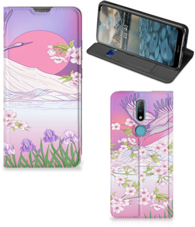 B2Ctelecom Smartphone Hoesje Cadeautjes voor Vrouwen Nokia 2.4 Book Style Case Bird Flying