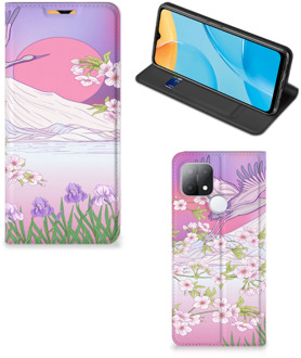 B2Ctelecom Smartphone Hoesje Cadeautjes voor Vrouwen OPPO A15 Book Style Case Bird Flying