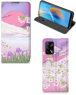 B2Ctelecom Smartphone Hoesje Cadeautjes voor Vrouwen OPPO A74 4G Book Style Case Bird Flying