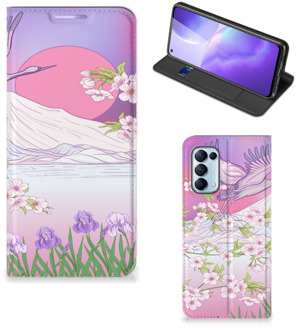 B2Ctelecom Smartphone Hoesje Cadeautjes voor Vrouwen OPPO Find X3 Lite Book Style Case Bird Flying