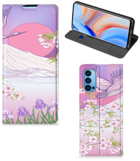 B2Ctelecom Smartphone Hoesje Cadeautjes voor Vrouwen OPPO Reno4 Pro 5G Book Style Case Bird Flying