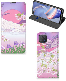 B2Ctelecom Smartphone Hoesje Cadeautjes voor Vrouwen OPPO Reno4 Z 5G Book Style Case Bird Flying