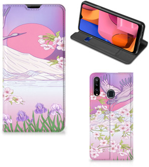 B2Ctelecom Smartphone Hoesje Cadeautjes voor Vrouwen Samsung Galaxy A20s Book Style Case Bird Flying