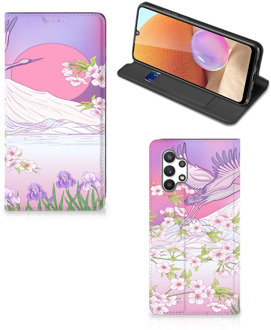 B2Ctelecom Smartphone Hoesje Cadeautjes voor Vrouwen Samsung Galaxy A32 4G Book Style Case Bird Flying