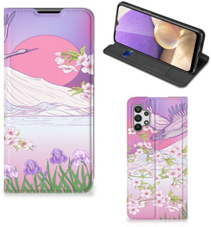 B2Ctelecom Smartphone Hoesje Cadeautjes voor Vrouwen Samsung Galaxy A32 5G Book Style Case Bird Flying