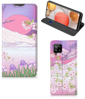 B2Ctelecom Smartphone Hoesje Cadeautjes voor Vrouwen Samsung Galaxy A42 Book Style Case Bird Flying