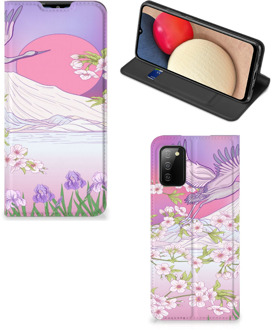 B2Ctelecom Smartphone Hoesje Cadeautjes voor Vrouwen Samsung Galaxy M02s | A02s Book Style Case Bird Flying