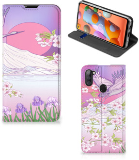 B2Ctelecom Smartphone Hoesje Cadeautjes voor Vrouwen Samsung Galaxy M11 | A11 Book Style Case Bird Flying