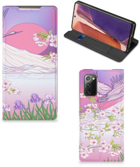 B2Ctelecom Smartphone Hoesje Cadeautjes voor Vrouwen Samsung Galaxy Note20 Book Style Case Bird Flying