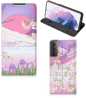 B2Ctelecom Smartphone Hoesje Cadeautjes voor Vrouwen Samsung Galaxy S21 Plus Book Style Case Bird Flying