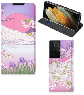 B2Ctelecom Smartphone Hoesje Cadeautjes voor Vrouwen Samsung Galaxy S21 Ultra Book Style Case Bird Flying