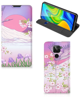 B2Ctelecom Smartphone Hoesje Cadeautjes voor Vrouwen Xiaomi Redmi Note 9 Book Style Case Bird Flying